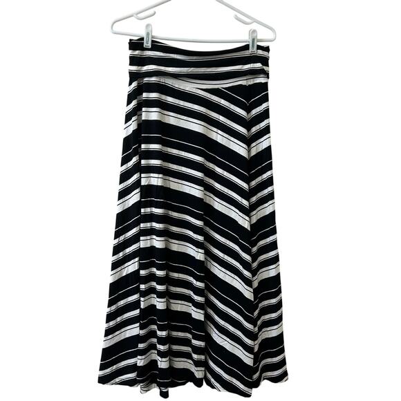 Gap Womens Sz Medium Petite Black & White Striped Foldover Jersey Maxi Skirt - Picture 1 of 5